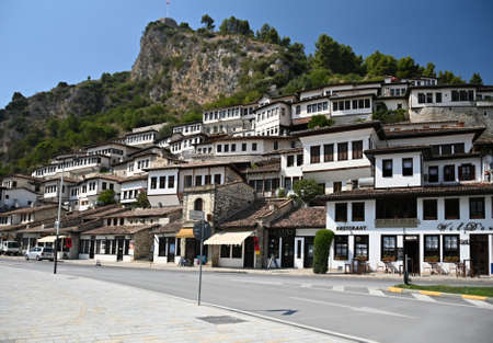 The historic city of Berat - the city of a thousand windows in Albaniaのeditorial素材
