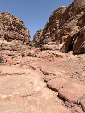 in the wadi rum desert of jordan sand and mountain adventure destinationの写真素材