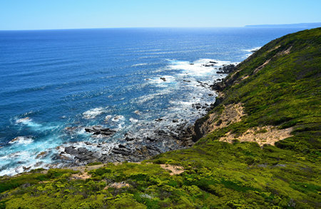 View of the Pacific Ocean from the Cape of Good Hope, Victoria, Australiaの写真素材