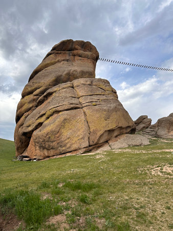 Rock formation in Gorkhi-Terelj National Park in Mongoliaの写真素材