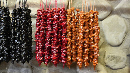 Traditional Dried Churchhela with walnuts and dried fruitsの写真素材