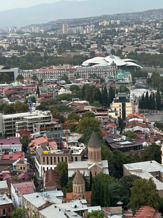Aerial view of Tbilisi, capital of Georgiaの写真素材