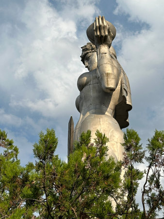 Mother Georgia statue A proud symbol of Georgia, aluminum, Kartlis Deda or Mother Georgia statue in the capital Tbilisiの写真素材