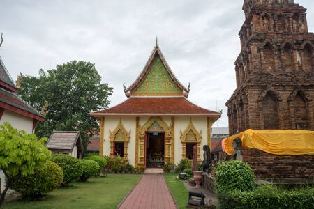 the Wat Haripoonchai temple at Lamphunの写真素材