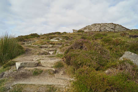 The Slieve League cliffs in the west of the Irish county Donegal on the Atlantic Ocean are with 601 m height one of the main attractions of this region.の写真素材