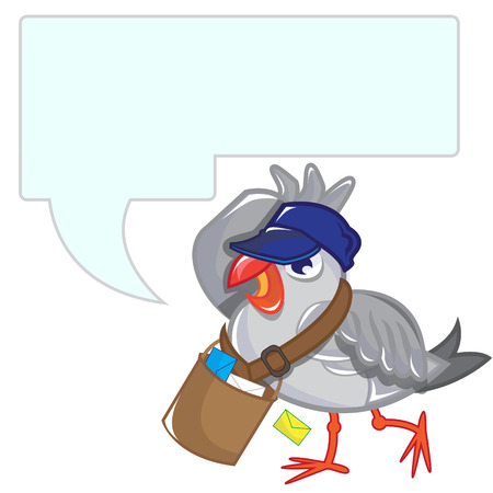 This file represents a postman seagull with a message board.のイラスト素材