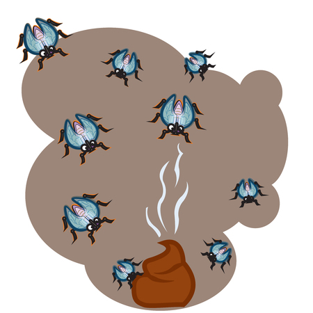 This file represents a group of flies flying around a poop.のイラスト素材