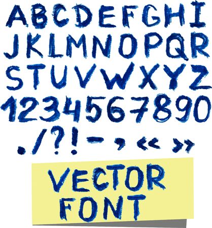 Grunge blue watercolor font. Vector illustration.のイラスト素材