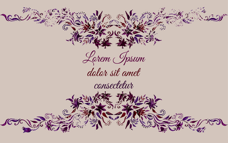 Grunge watercolor floral frame. Vector vintage illustrationのイラスト素材
