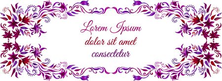 Watercolor purple floral frame invitation. Vector illustrationのイラスト素材