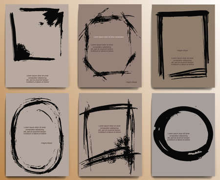 vector grunge frames set, vintage invitation collectionのイラスト素材