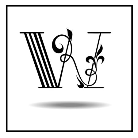 W. Letter W with leaves. Vector illustrationのイラスト素材