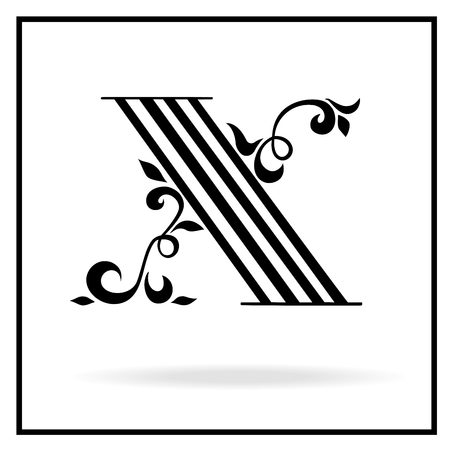 V. Letter V with leaves. Vector illustrationのイラスト素材