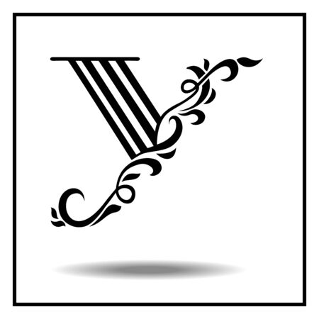 Y. Letter Y with leaves. Vector illustrationのイラスト素材