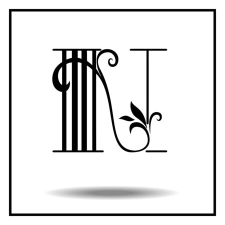 N. Letter N with leaves. Vector illustrationのイラスト素材