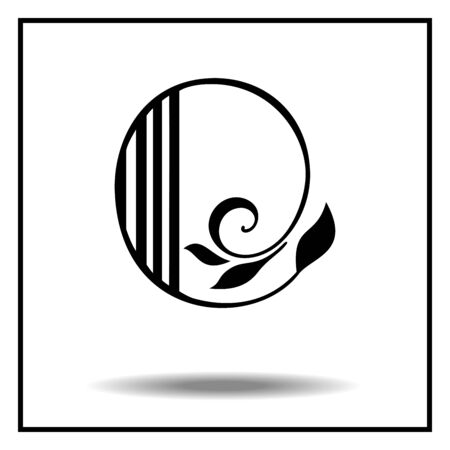o. Letter o with leaves. Vector illustrationのイラスト素材