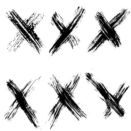 Collection of black painted no marks. Vector set of brush strokes. Isolated on white background. Grunge icon.のイラスト素材