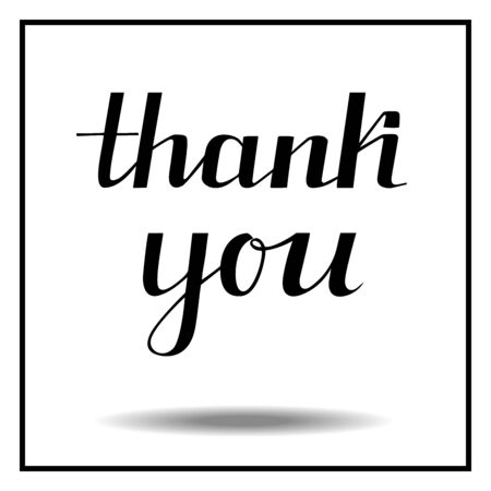 Thank you vector illustration, dark brush pen lettering isolated on white backgroundのイラスト素材