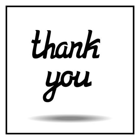 Thank you vector illustration, dark brush pen lettering isolated on white backgroundのイラスト素材