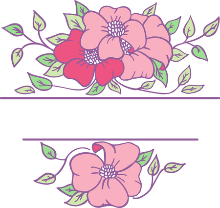 Flower card isolated on white background. Vector illustration.のイラスト素材