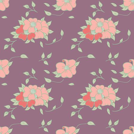 Vector seamless vintage flowers and leaves pattern.のイラスト素材