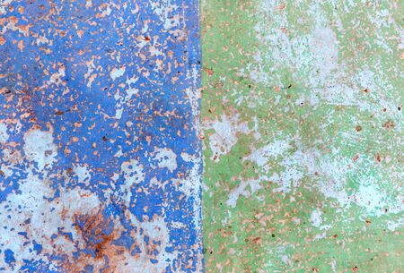 Grunge bright background with green and blue color and many scratchesの写真素材