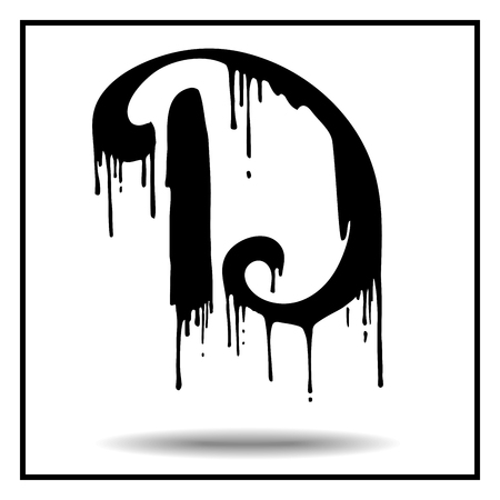 Melted grunge font. Vector illustration. Bloody letters. Melted letter Dのイラスト素材