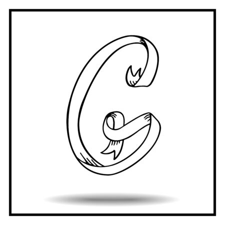 Ribbon alphabet. Ribbon letter. Ribbon G. Display ribbon font. Sketch ribbon latter G.のイラスト素材