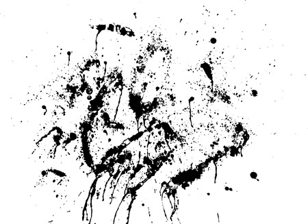 Black silhouette spot with droplets, smudges, stains, splashes. Ink blot in grunge style. Vector illustrationのイラスト素材
