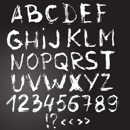 Handwritten alphabet written with brush pen. ABC poster. Calligraphic alphabet poster. Letters composition. Vector illustrationのイラスト素材