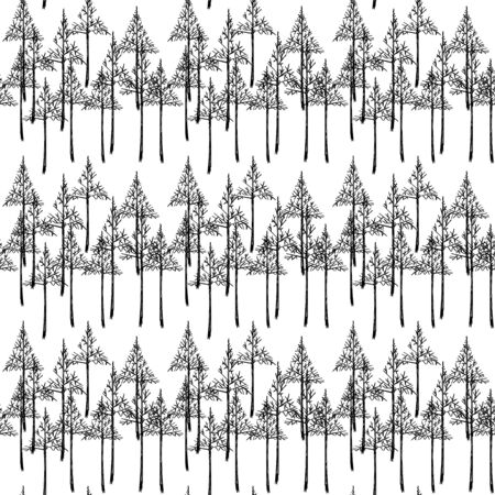 Spruce in monochrome pattern, seamless vector background.のイラスト素材