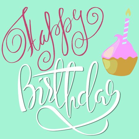 Happy birthday card with cake and candles. Vector illustration. EPS10のイラスト素材