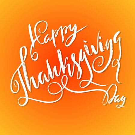 Handwritten Thanksgiving Day lettering. Vector illustration. Thanksgiving Day card template. Happy Thanksgiving banner, flyer.のイラスト素材
