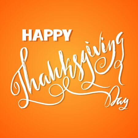 Handwritten Thanksgiving Day lettering. Vector illustration. Thanksgiving Day card template. Happy Thanksgiving banner, flyer.のイラスト素材