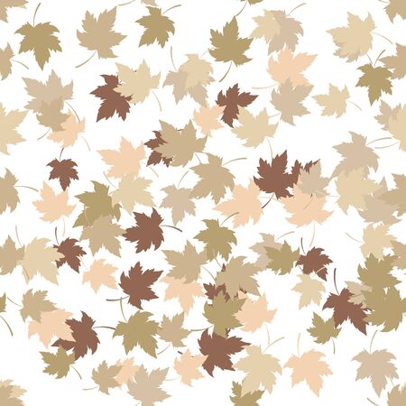 Seamless pattern with golden autumn leaves on white background. Vector illustrationのイラスト素材