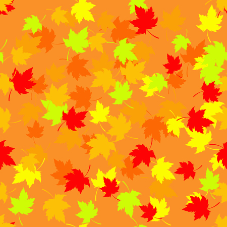 Seamless pattern with red and yellow autumn leaves. Vector illustrationのイラスト素材