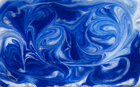 Blue liquid texture, watercolor hand drawn marbling illustration, abstract background.の写真素材