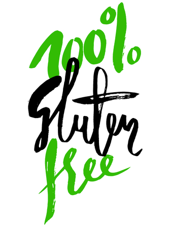 Modern brush lettering, Gluten free, can be used as stamps, seals, badges, for packaging etc.のイラスト素材