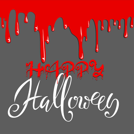 Happy Halloween text with blood drops.のイラスト素材