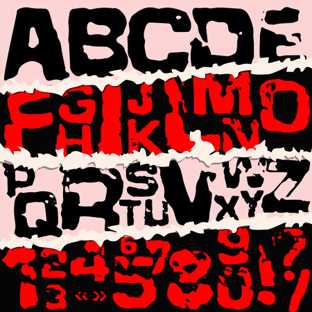 illustration alphabet. Grunge black stamp fontのイラスト素材