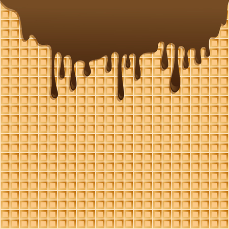 background with melting chocolate on wafer.のイラスト素材