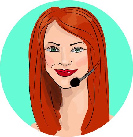 Image of a girl manager on a mint color backgroundのイラスト素材