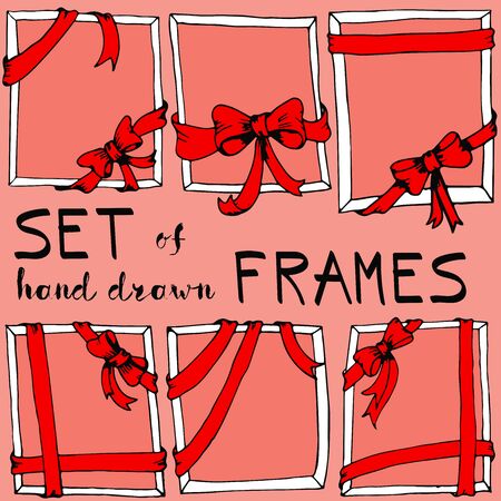 Set of frames with bows. Vector illustration.のイラスト素材