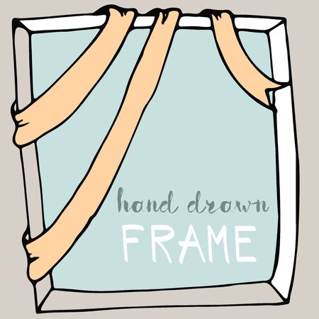 Hand drawn frame. Bow and ribbon border. Vector illustrationのイラスト素材
