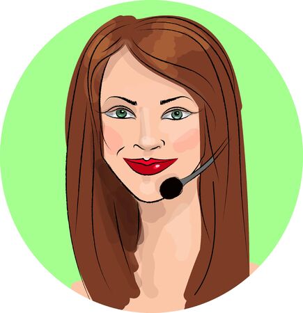 Image of a girl manager on green backgroundのイラスト素材