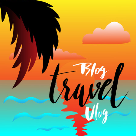 Vector handwritten typography. Travel blog lettering. For outdoors equipment advertisingのイラスト素材