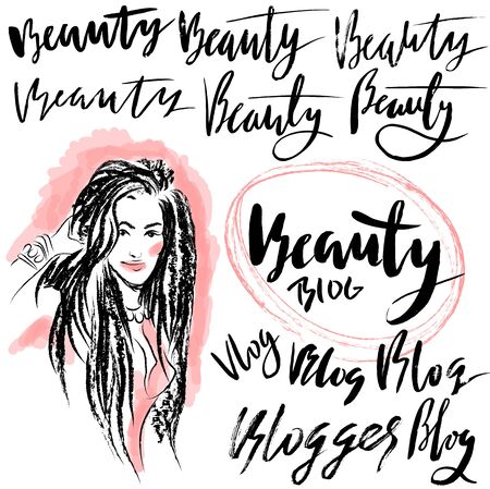 Vector illustration handmade calligraphy. Text beauty blog for of social media content.のイラスト素材