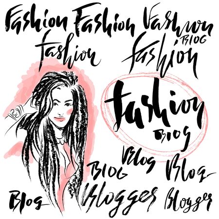 Vector illustration handmade calligraphy. Text fashion blog for of social media content.のイラスト素材