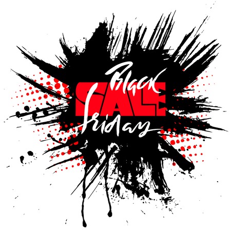 Black Friday Sale Vector Illustration for your design, poster or banner. Hand drawn grunge letteringのイラスト素材