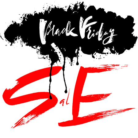 Black Friday Sale Vector Illustration for your design, poster or banner. Hand drawn grunge letteringのイラスト素材